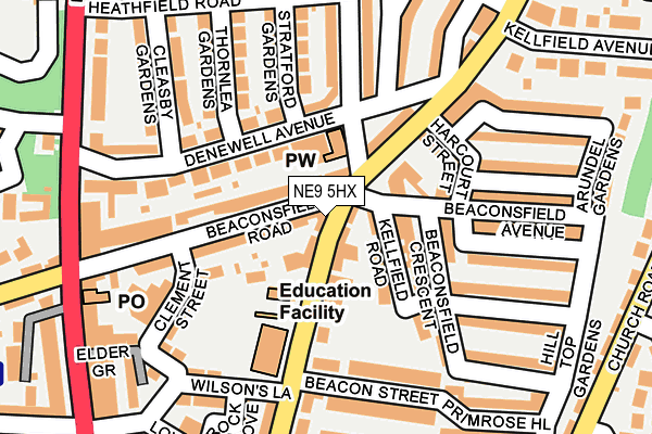 NE9 5HX map - OS OpenMap – Local (Ordnance Survey) NE9 5HX map - OS OpenMap – Local (Ordnance Survey)
