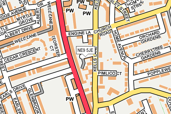 NE9 5JE map - OS OpenMap – Local (Ordnance Survey) NE9 5JE map - OS OpenMap – Local (Ordnance Survey)