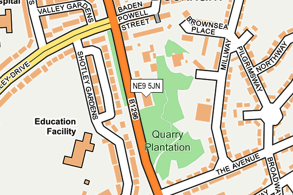 NE9 5JN map - OS OpenMap – Local (Ordnance Survey) NE9 5JN map - OS OpenMap – Local (Ordnance Survey)