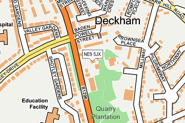 NE9 5JX map - OS OpenMap – Local (Ordnance Survey) NE9 5JX map - OS OpenMap – Local (Ordnance Survey)