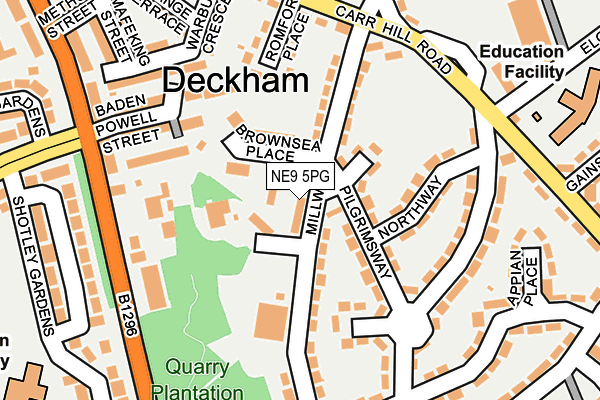 NE9 5PG map - OS OpenMap – Local (Ordnance Survey) NE9 5PG map - OS OpenMap – Local (Ordnance Survey)