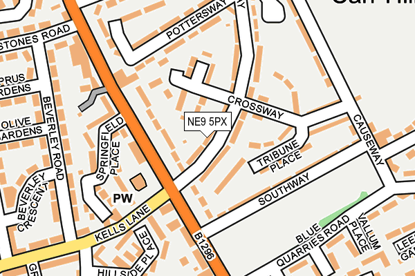 NE9 5PX map - OS OpenMap – Local (Ordnance Survey) NE9 5PX map - OS OpenMap – Local (Ordnance Survey)