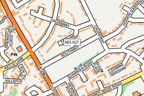 NE9 5QT map - OS OpenMap – Local (Ordnance Survey) NE9 5QT map - OS OpenMap – Local (Ordnance Survey)