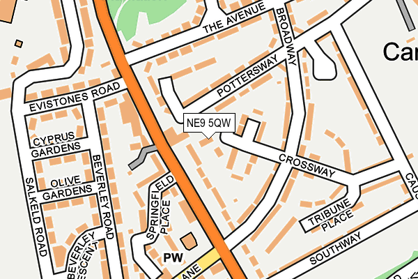 NE9 5QW map - OS OpenMap – Local (Ordnance Survey) NE9 5QW map - OS OpenMap – Local (Ordnance Survey)