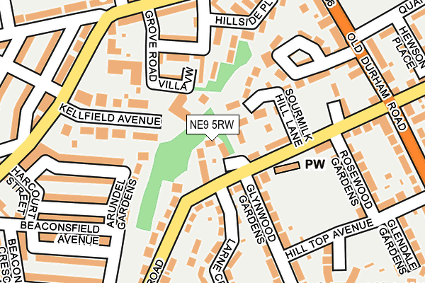 NE9 5RW map - OS OpenMap – Local (Ordnance Survey) NE9 5RW map - OS OpenMap – Local (Ordnance Survey)