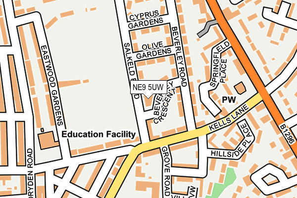 NE9 5UW map - OS OpenMap – Local (Ordnance Survey) NE9 5UW map - OS OpenMap – Local (Ordnance Survey)