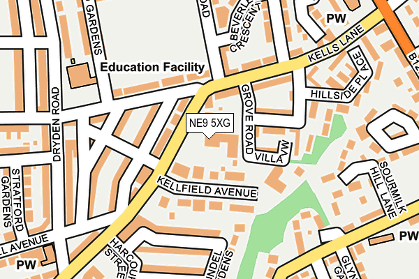 NE9 5XG map - OS OpenMap – Local (Ordnance Survey) NE9 5XG map - OS OpenMap – Local (Ordnance Survey)