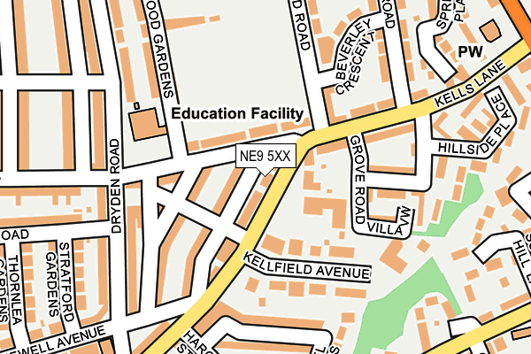 NE9 5XX map - OS OpenMap – Local (Ordnance Survey) NE9 5XX map - OS OpenMap – Local (Ordnance Survey)