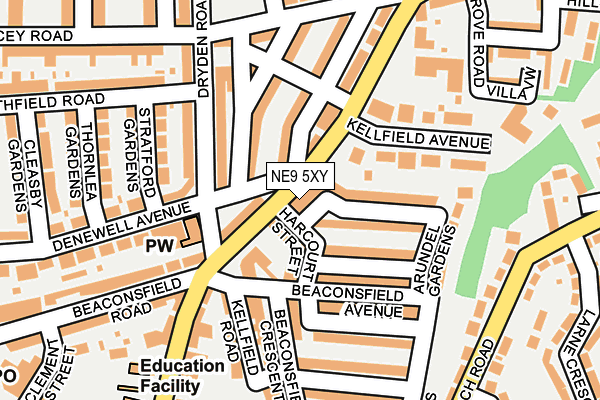 NE9 5XY map - OS OpenMap – Local (Ordnance Survey) NE9 5XY map - OS OpenMap – Local (Ordnance Survey)