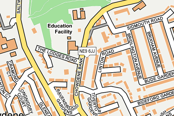 NE9 6JJ map - OS OpenMap – Local (Ordnance Survey)