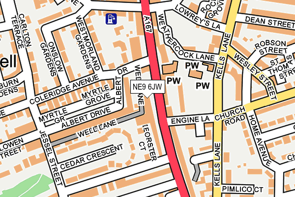 NE9 6JW map - OS OpenMap – Local (Ordnance Survey) NE9 6JW map - OS OpenMap – Local (Ordnance Survey)