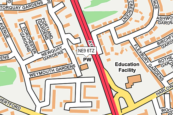 NE9 6TZ map - OS OpenMap – Local (Ordnance Survey) NE9 6TZ map - OS OpenMap – Local (Ordnance Survey)