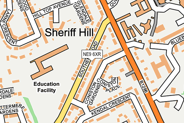 NE9 6XR map - OS OpenMap – Local (Ordnance Survey)