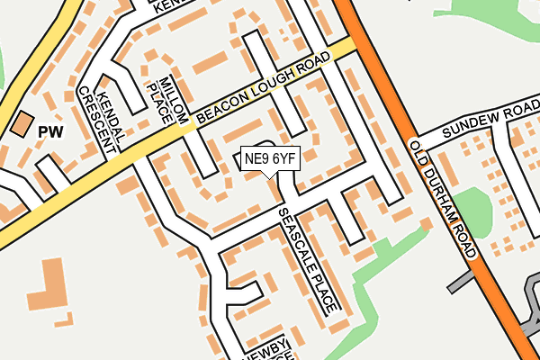 NE9 6YF map - OS OpenMap – Local (Ordnance Survey) NE9 6YF map - OS OpenMap – Local (Ordnance Survey)