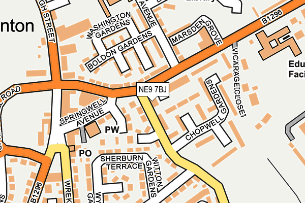 NE9 7BJ map - OS OpenMap – Local (Ordnance Survey) NE9 7BJ map - OS OpenMap – Local (Ordnance Survey)