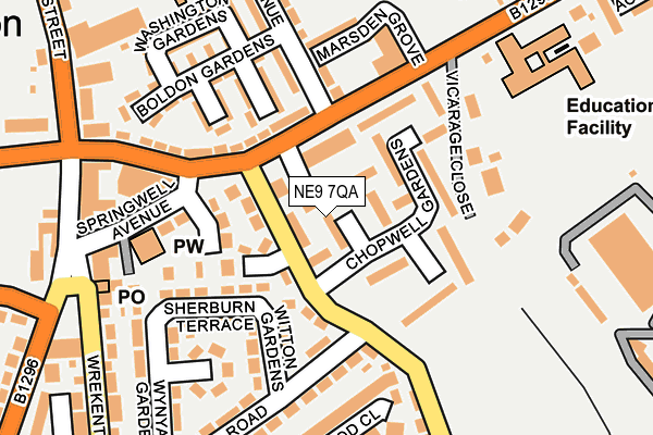 NE9 7QA map - OS OpenMap – Local (Ordnance Survey) NE9 7QA map - OS OpenMap – Local (Ordnance Survey)