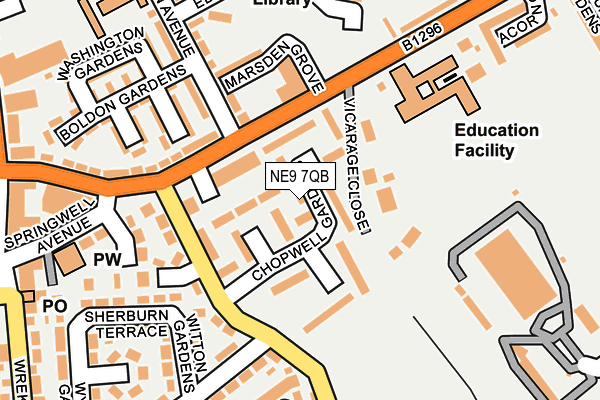 NE9 7QB map - OS OpenMap – Local (Ordnance Survey) NE9 7QB map - OS OpenMap – Local (Ordnance Survey)
