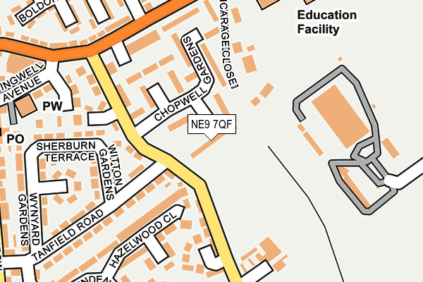 NE9 7QF map - OS OpenMap – Local (Ordnance Survey) NE9 7QF map - OS OpenMap – Local (Ordnance Survey)
