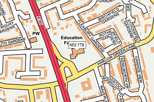 NE9 7TB map - OS OpenMap – Local (Ordnance Survey)