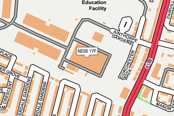 NE98 1YF map - OS OpenMap – Local (Ordnance Survey) NE98 1YF map - OS OpenMap – Local (Ordnance Survey)