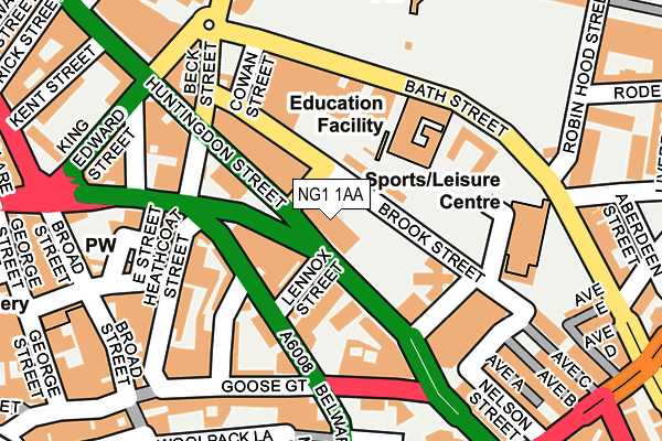 NG1 1AA map - OS OpenMap – Local (Ordnance Survey) NG1 1AA map - OS OpenMap – Local (Ordnance Survey)