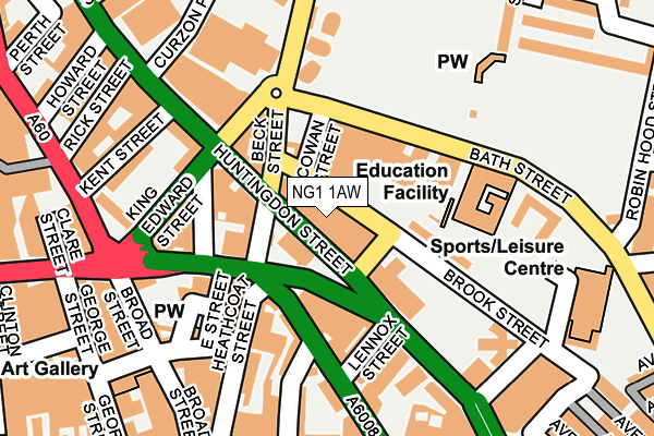 NG1 1AW map - OS OpenMap – Local (Ordnance Survey) NG1 1AW map - OS OpenMap – Local (Ordnance Survey)