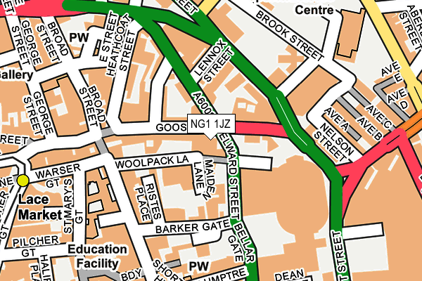 NG1 1JZ map - OS OpenMap – Local (Ordnance Survey) NG1 1JZ map - OS OpenMap – Local (Ordnance Survey)