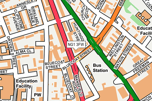 NG1 3FW map - OS OpenMap – Local (Ordnance Survey) NG1 3FW map - OS OpenMap – Local (Ordnance Survey)