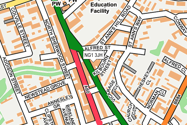 NG1 3JH map - OS OpenMap – Local (Ordnance Survey) NG1 3JH map - OS OpenMap – Local (Ordnance Survey)