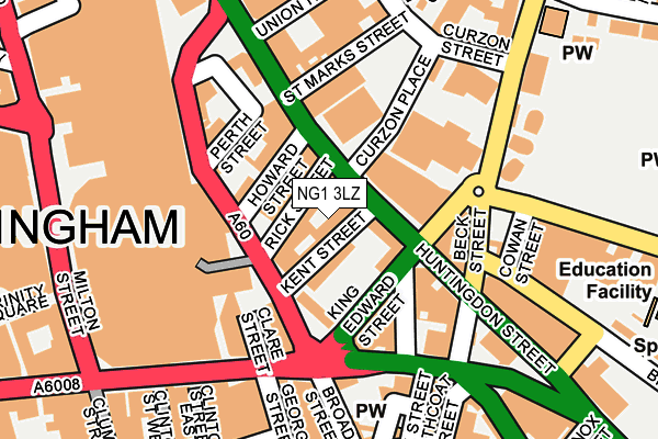 NG1 3LZ map - OS OpenMap – Local (Ordnance Survey) NG1 3LZ map - OS OpenMap – Local (Ordnance Survey)