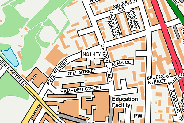 NG1 4FY map - OS OpenMap – Local (Ordnance Survey) NG1 4FY map - OS OpenMap – Local (Ordnance Survey)