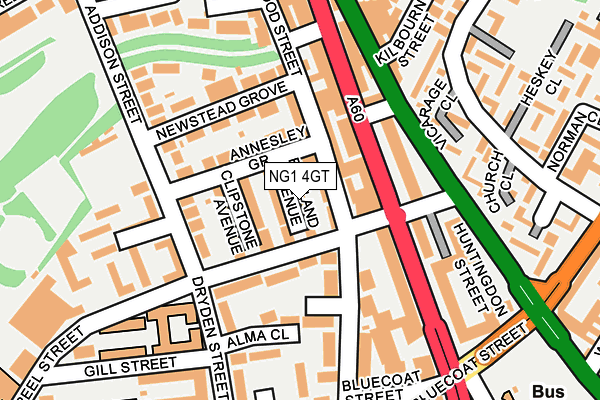NG1 4GT map - OS OpenMap – Local (Ordnance Survey) NG1 4GT map - OS OpenMap – Local (Ordnance Survey)
