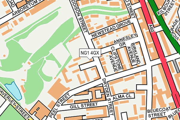 NG1 4GX map - OS OpenMap – Local (Ordnance Survey) NG1 4GX map - OS OpenMap – Local (Ordnance Survey)