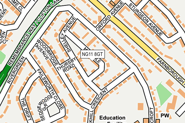NG11 8GT map - OS OpenMap – Local (Ordnance Survey) NG11 8GT map - OS OpenMap – Local (Ordnance Survey)