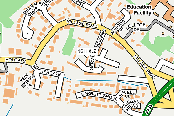 NG11 8LZ map - OS OpenMap – Local (Ordnance Survey) NG11 8LZ map - OS OpenMap – Local (Ordnance Survey)