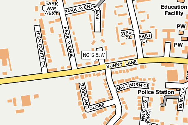 NG12 5JW map - OS OpenMap – Local (Ordnance Survey) NG12 5JW map - OS OpenMap – Local (Ordnance Survey)