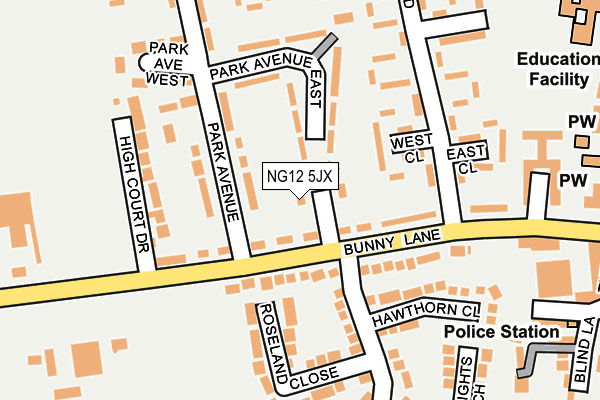 NG12 5JX map - OS OpenMap – Local (Ordnance Survey) NG12 5JX map - OS OpenMap – Local (Ordnance Survey)