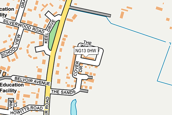 NG13 0HW map - OS OpenMap – Local (Ordnance Survey)