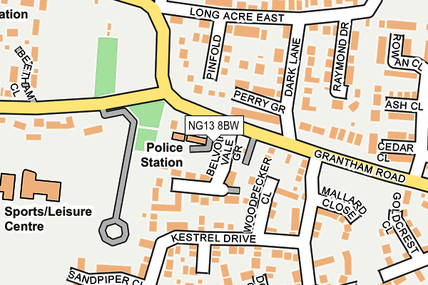 NG13 8BW map - OS OpenMap – Local (Ordnance Survey) NG13 8BW map - OS OpenMap – Local (Ordnance Survey)