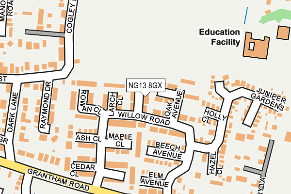 NG13 8GX map - OS OpenMap – Local (Ordnance Survey) NG13 8GX map - OS OpenMap – Local (Ordnance Survey)