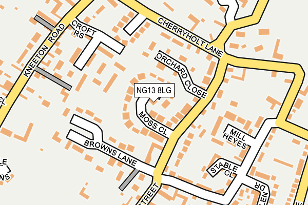 NG13 8LG map - OS OpenMap – Local (Ordnance Survey) NG13 8LG map - OS OpenMap – Local (Ordnance Survey)