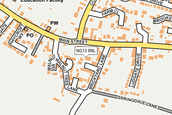 NG13 8NL map - OS OpenMap – Local (Ordnance Survey) NG13 8NL map - OS OpenMap – Local (Ordnance Survey)
