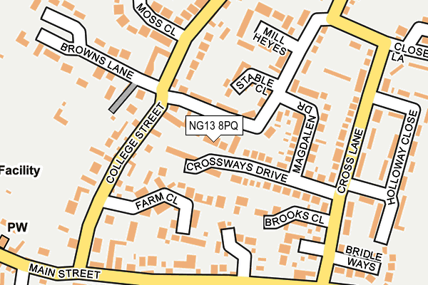 NG13 8PQ map - OS OpenMap – Local (Ordnance Survey) NG13 8PQ map - OS OpenMap – Local (Ordnance Survey)