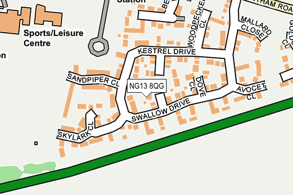 NG13 8QG map - OS OpenMap – Local (Ordnance Survey) NG13 8QG map - OS OpenMap – Local (Ordnance Survey)