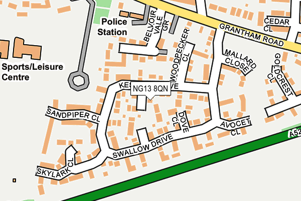 NG13 8QN map - OS OpenMap – Local (Ordnance Survey) NG13 8QN map - OS OpenMap – Local (Ordnance Survey)