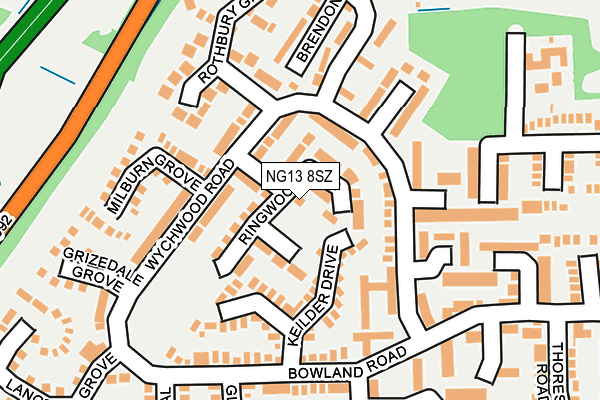 NG13 8SZ map - OS OpenMap – Local (Ordnance Survey) NG13 8SZ map - OS OpenMap – Local (Ordnance Survey)