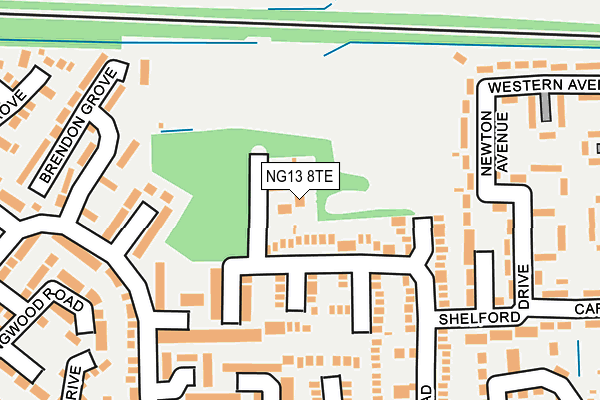 NG13 8TE map - OS OpenMap – Local (Ordnance Survey) NG13 8TE map - OS OpenMap – Local (Ordnance Survey)