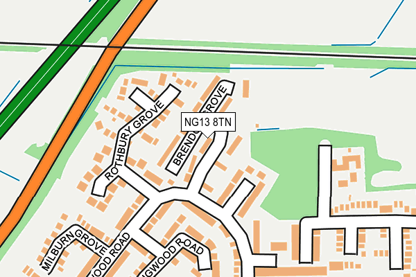 NG13 8TN map - OS OpenMap – Local (Ordnance Survey) NG13 8TN map - OS OpenMap – Local (Ordnance Survey)