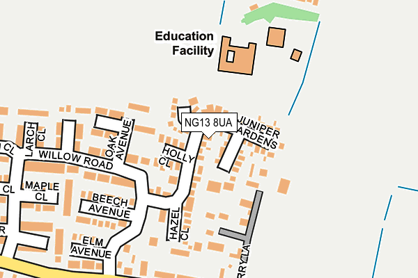 NG13 8UA map - OS OpenMap – Local (Ordnance Survey) NG13 8UA map - OS OpenMap – Local (Ordnance Survey)