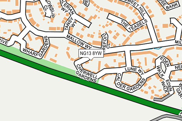 NG13 8YW map - OS OpenMap – Local (Ordnance Survey)